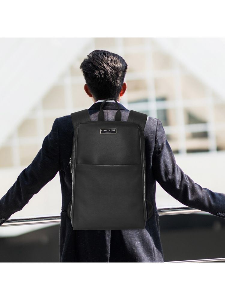 kenneth cole accessories Kenneth Cole Unisex Laptop PU Backpack With Padded Laptop Sleeve, Trolley Strap - Black-picture-41