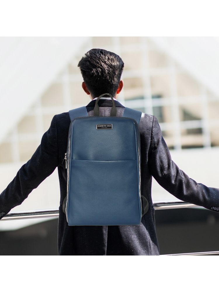 kenneth cole accessories Kenneth Cole Unisex Laptop PU Backpack With Trolley Strap - Navy Blue-picture-14