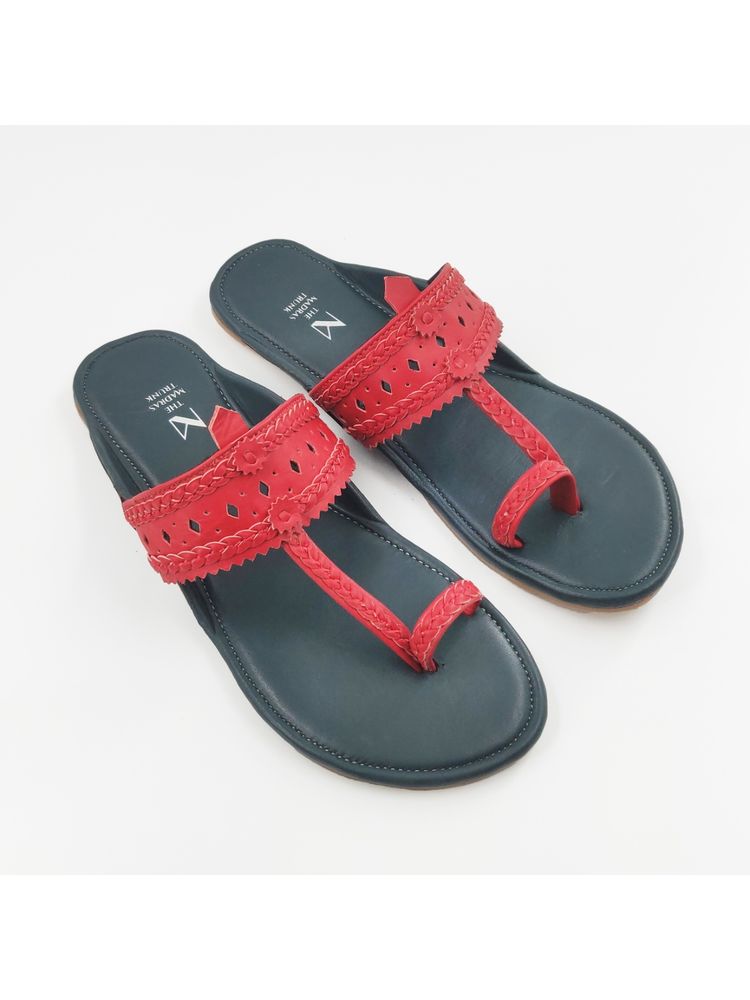 The Madras Trunk Dark Blue Red Kolhapuris-picture-26