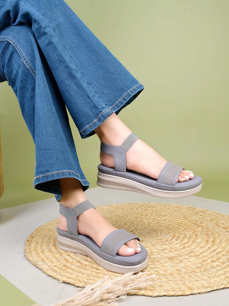 Shoetopia Orthopaedic Comfortable Doctor Sole Grey Sandals-image-49