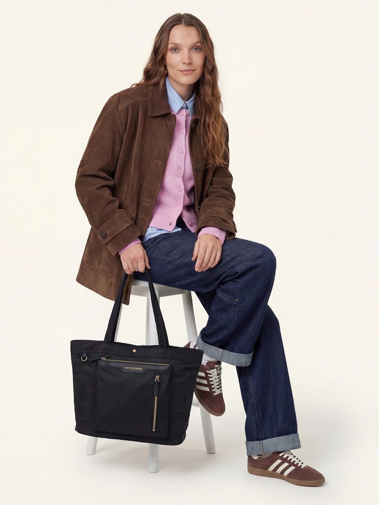 Accessorize London Women Black Siona Multi-Pocket Tote Bag-image-27