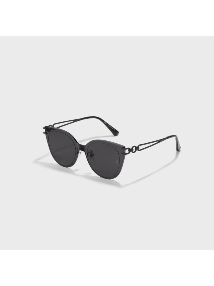 SAM AND MARSHALL Cindy 400UV Protection Metal Cat Eye Black Sunglasses-image-10