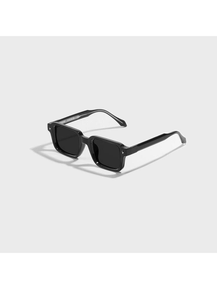 SAM AND MARSHALL October 400UV Protection Rectangular Cellulose Propionate Black Sunglasses-image-9