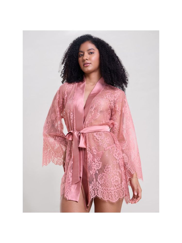 Mysthelle BLUSH PINK LACE ROBE WITH THONG-picture-26