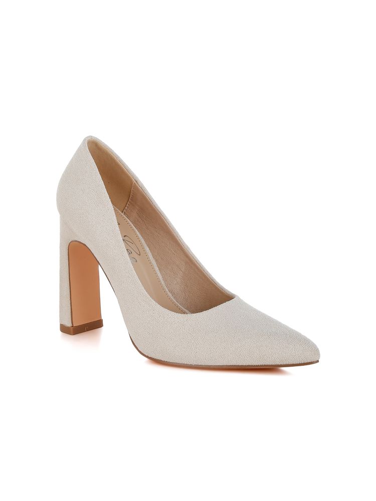 London Rag Beige Slim Block Heel Pumps-image-10
