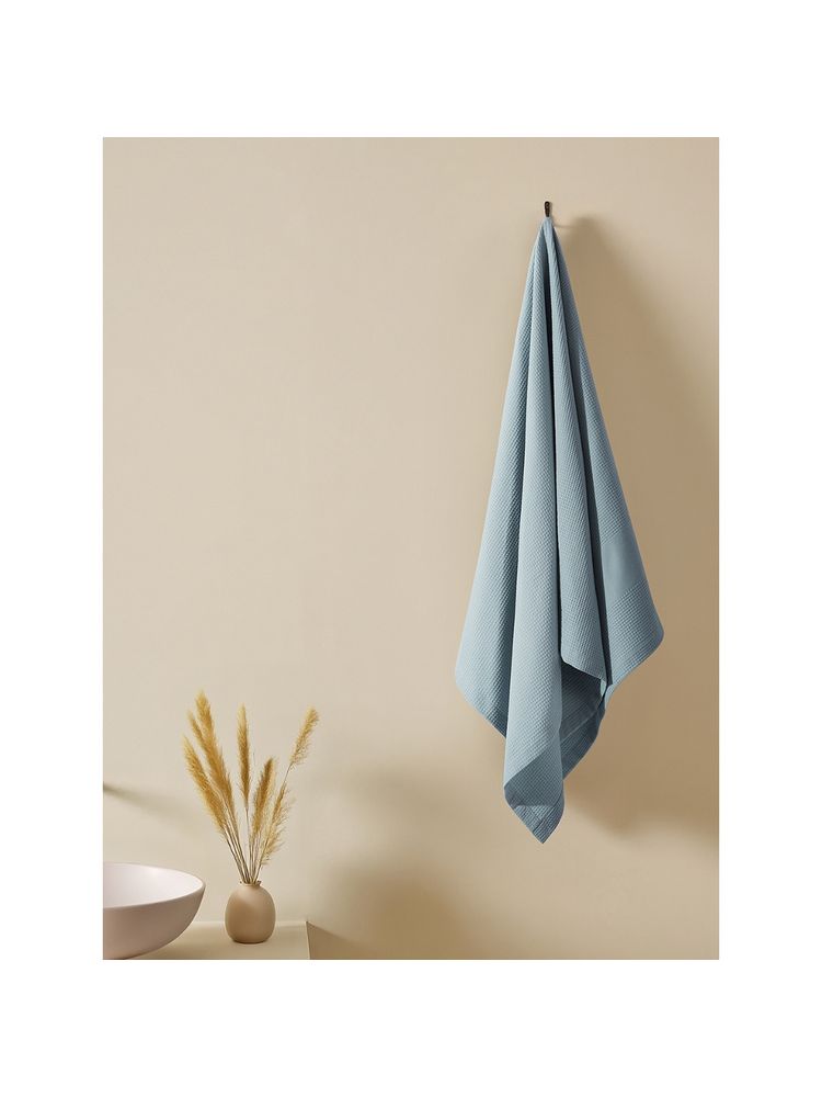 Haus & Kinder Maple Waffle Solid Blue Bath Towel (L)-picture-10