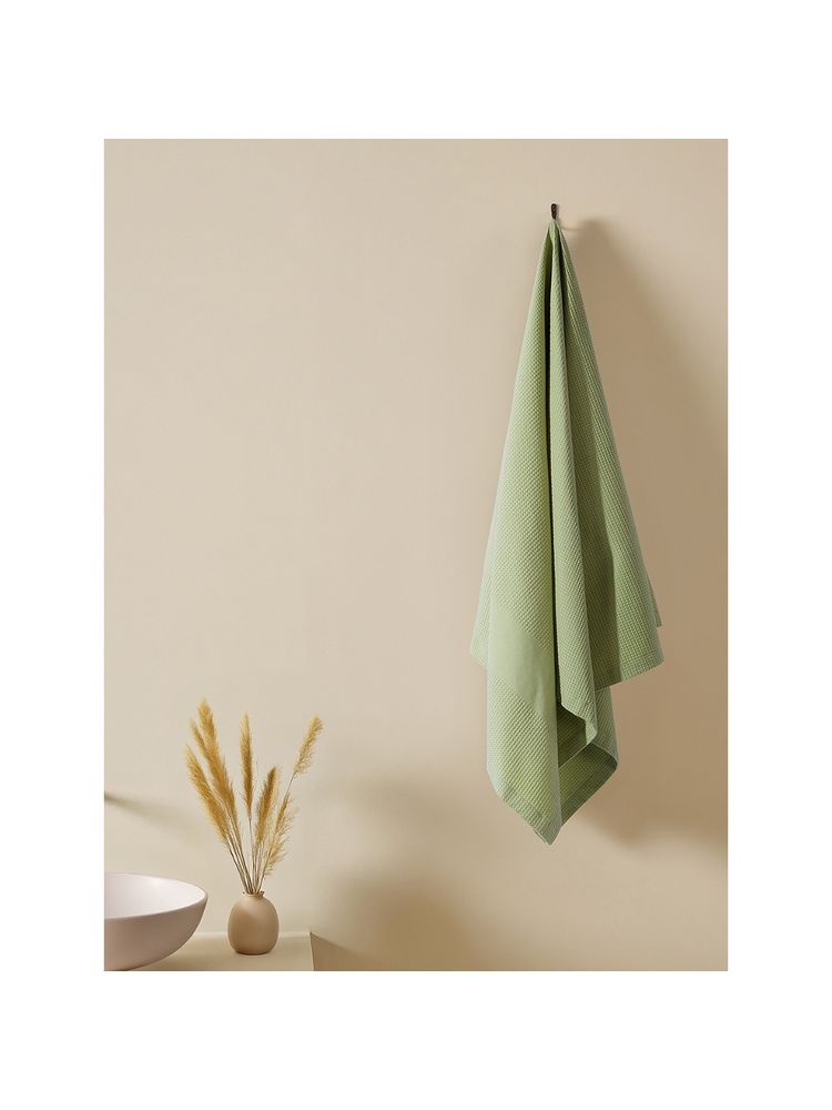 Haus & Kinder Maple Waffle Solid Green Bath Towel (L)-image-20