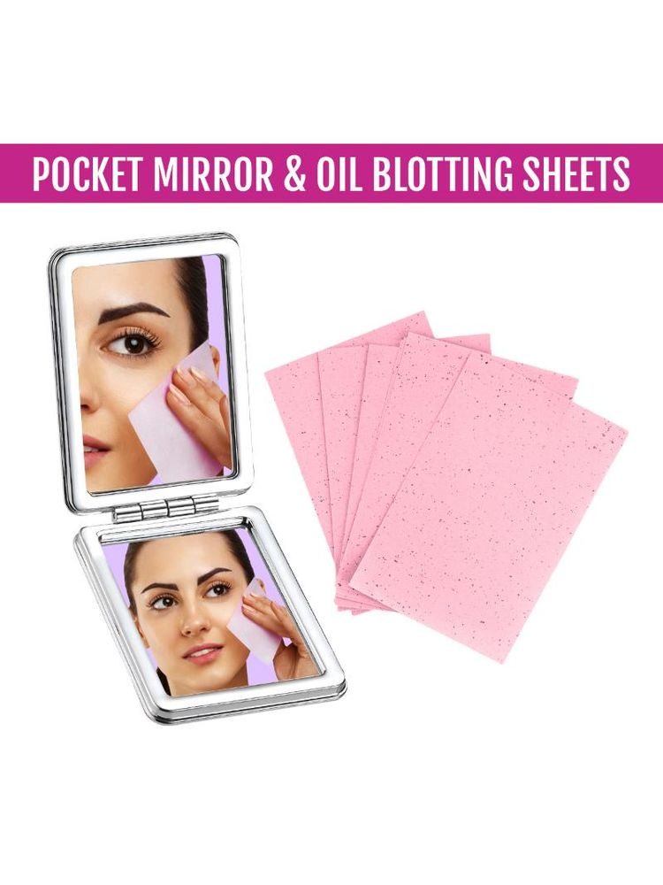 Matra Compact Makeup Mirror & Oil Control Blotting Sheets Foldable Pocket Mirror & Face Tissues