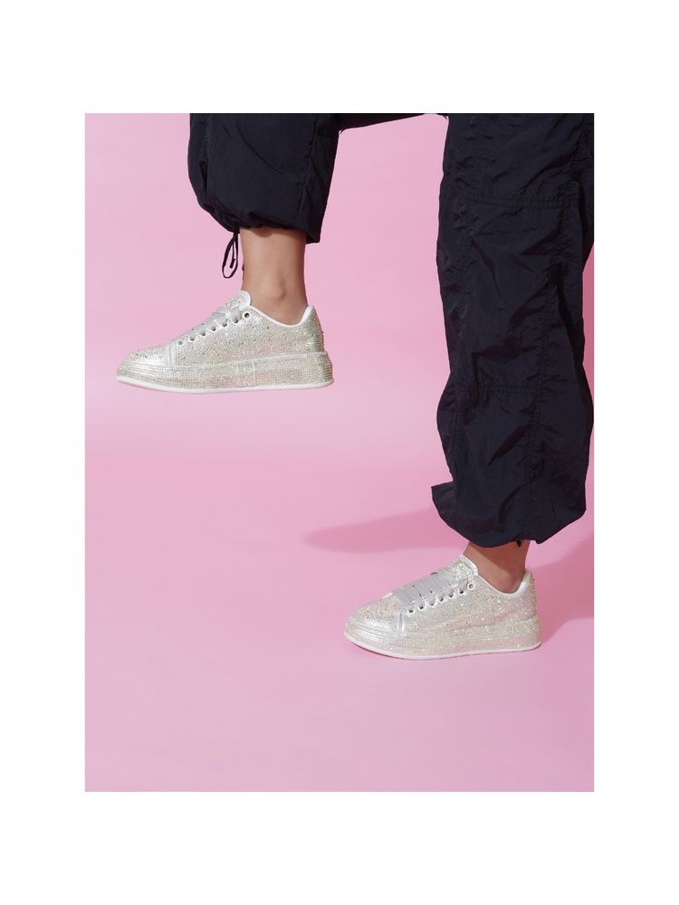 The White Pole Women's Silver Casual Sneakers-picture-42