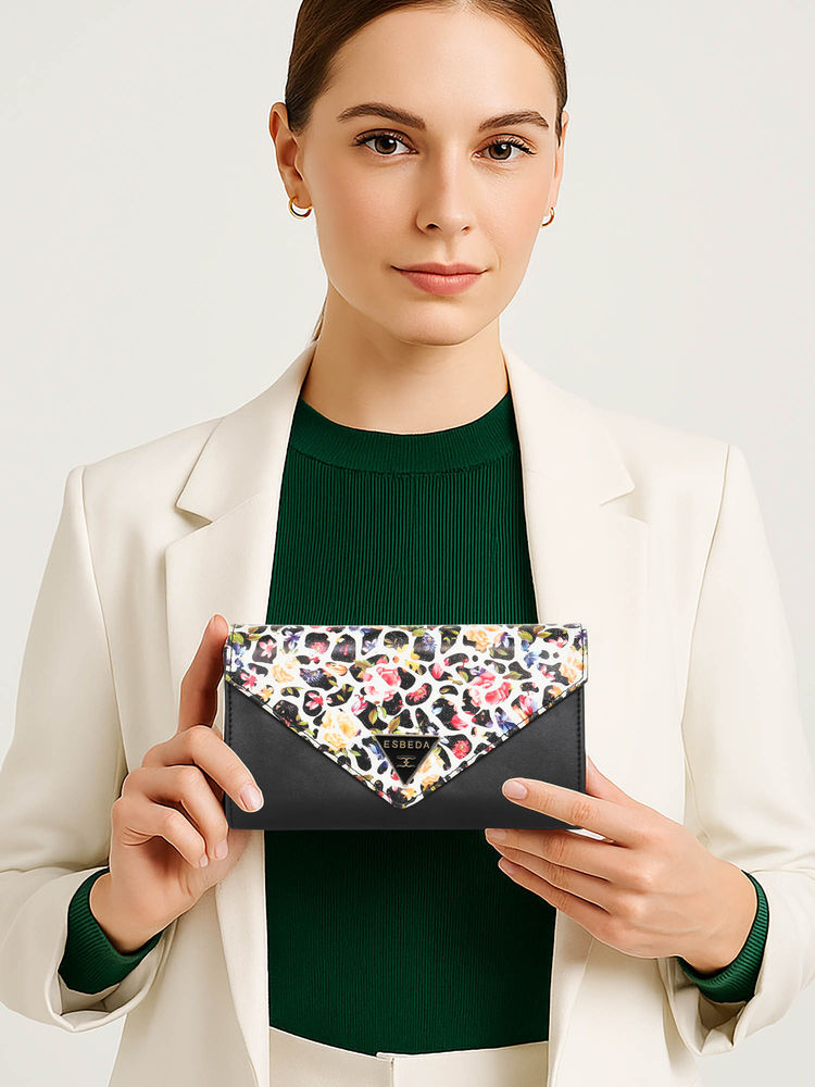 ESBEDA Black Color Floral Envelope Wallet For Women-picture-29