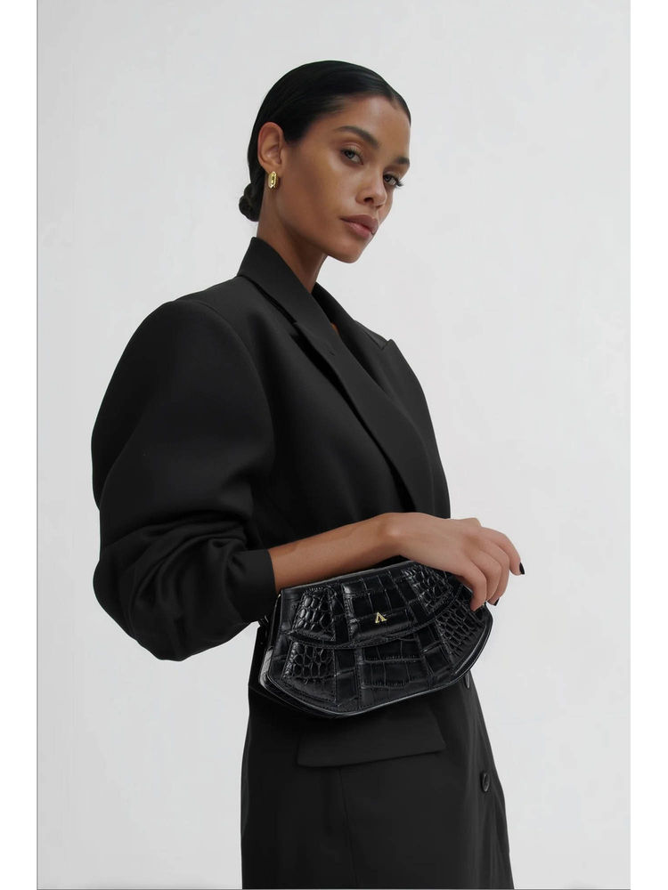 Akinna Lusso Structured Bag - With Crossbody Strap And Gold Braided Shoulder Chain-image-17