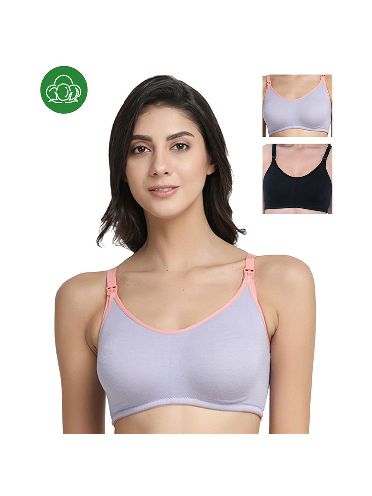 Inner Sense Organic Cotton Antimicrobial Nursing Bra Pack of 3 - Multi-Color-picture-25