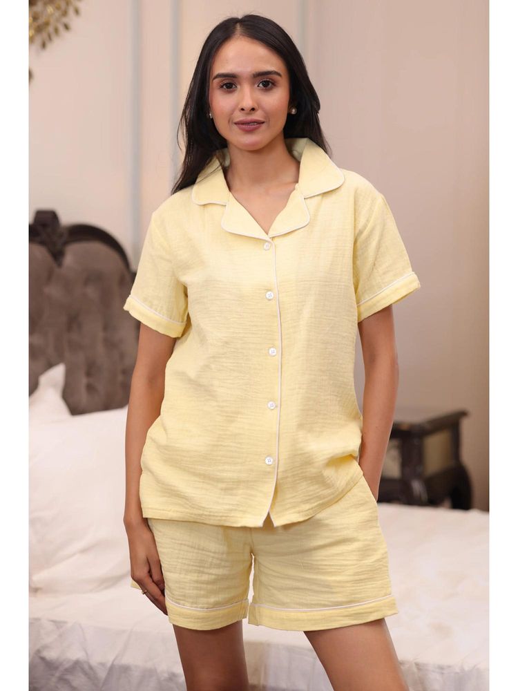 NAP STORY Buttercup Muslin Half Sleeve Shirt and Shorts Nightsuit Set-picture-14