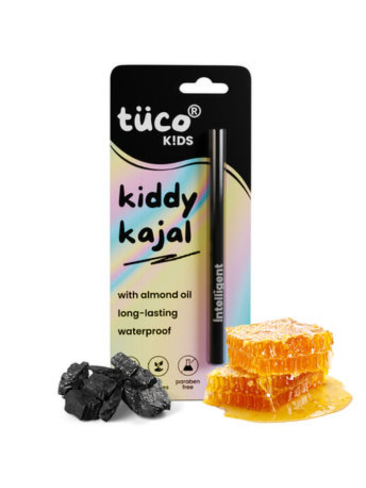 TuCo Intelligent Kids Kajal Castor Oil & Almond Safe Kajal For Babies Water-Proof, 100% Lead-Free