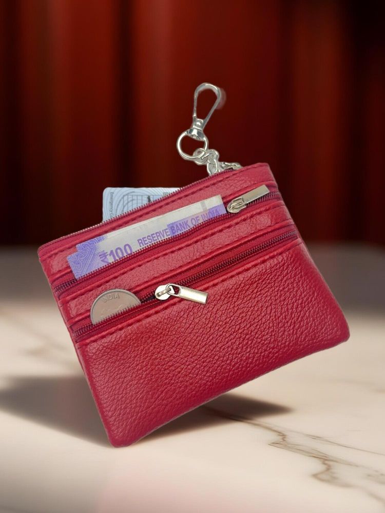 CrossKulture Red Mini Coin Pouch with Zipper Compartments-picture-22