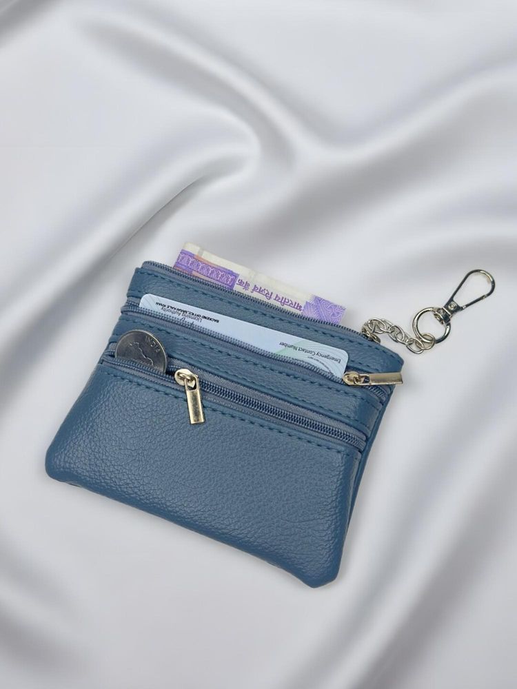 CrossKulture Blue Mini Coin Pouch with Zipper Compartments-picture-25