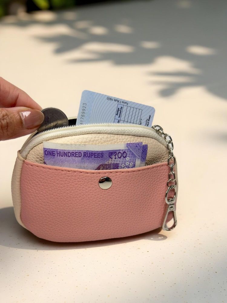 CrossKulture Peach Mini Coin Pouch with Zipper Compartments-image-6