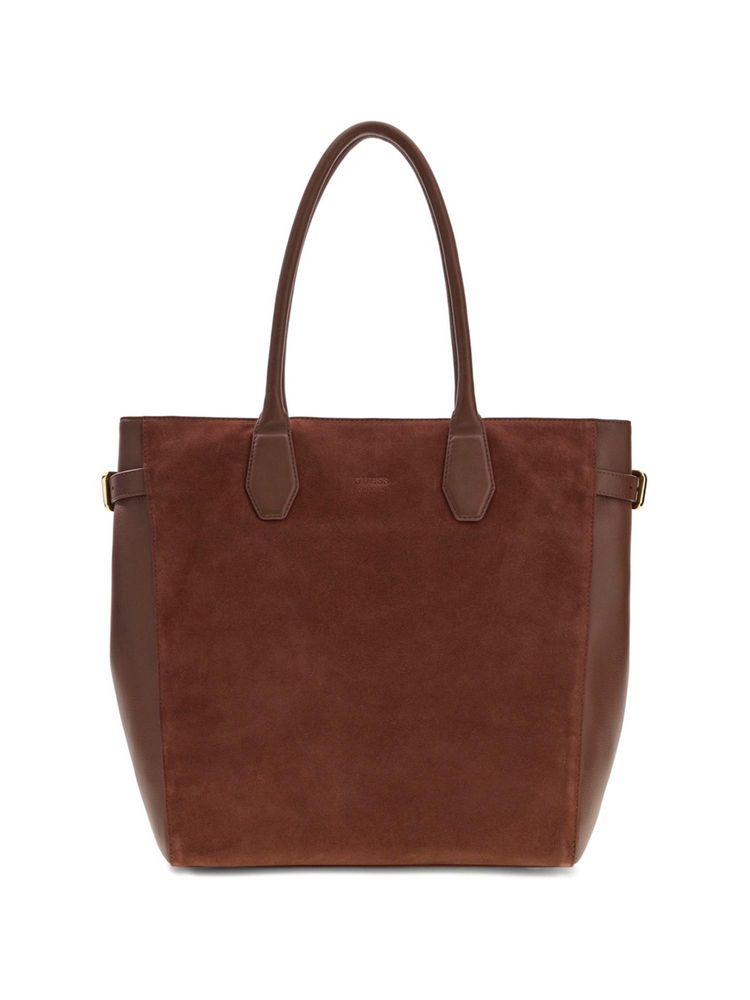 Guess Women Solid Chocolate Anitha Tote Bag-image-34