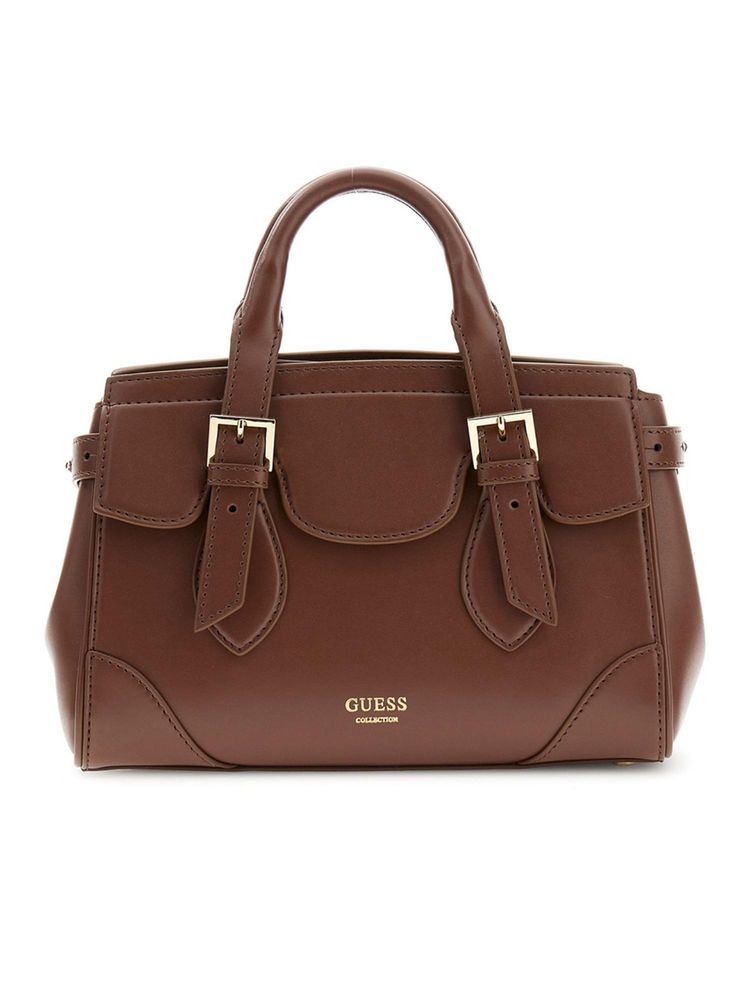guess fashion Guess Women Solid Chocolate Sofia Satchel Bag with Detachable Strap-picture-31