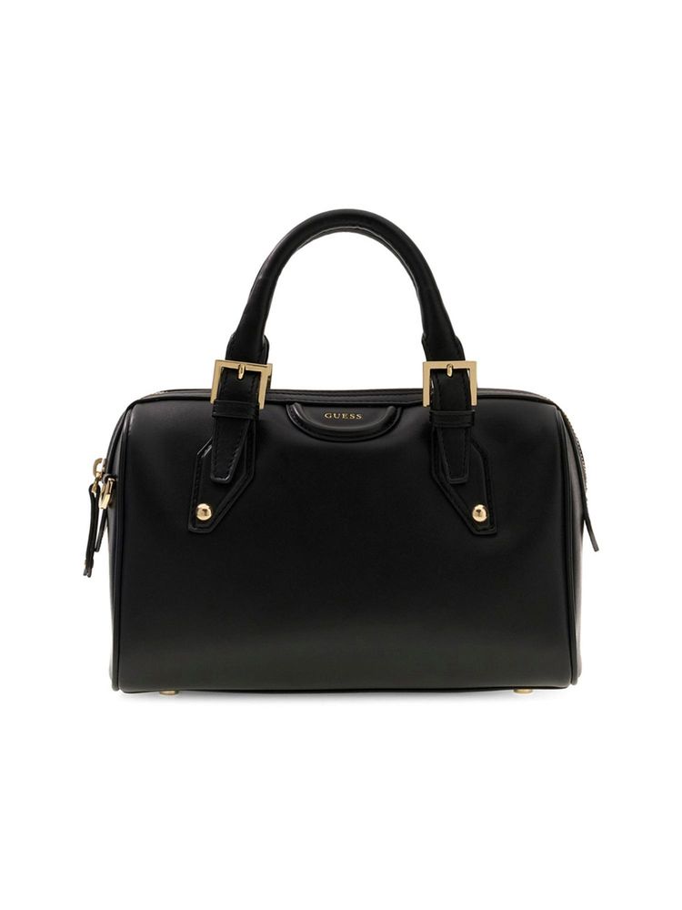 guess fashion Guess Women Solid Black Nina Bowler Satchel Bag with Detachable Strap-picture-10