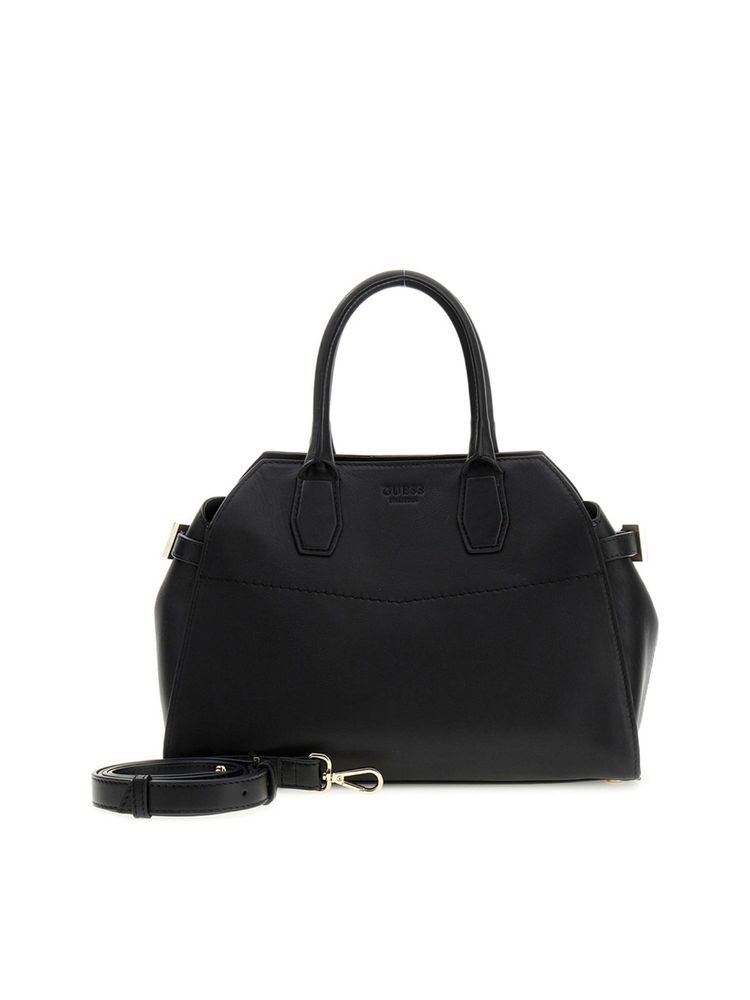 guess fashion Guess Women Solid Black Liza Satchel Bag with Detachable Strap-picture-17