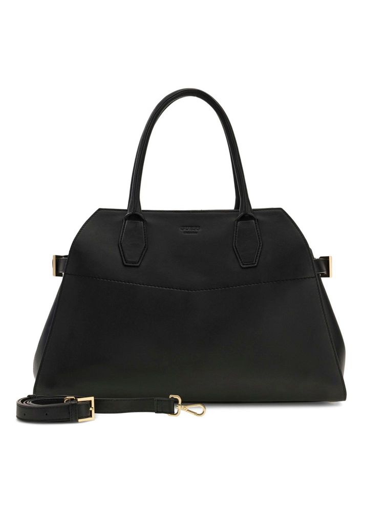 guess fashion Guess Women Solid Black Liza Satchel Bag with Detachable Strap-picture-28