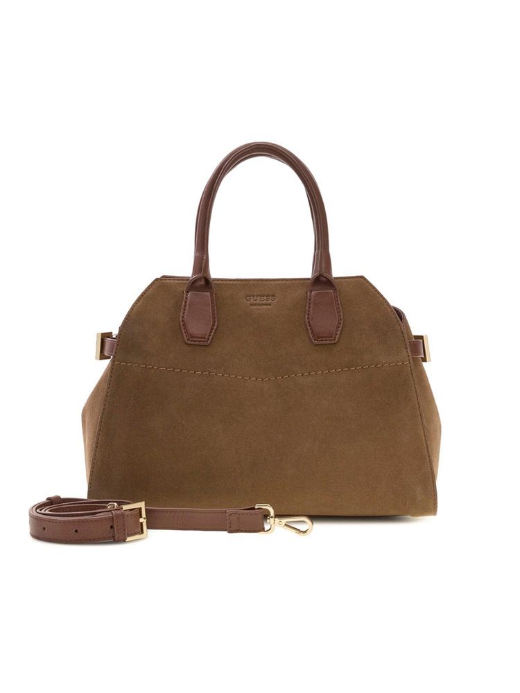 guess fashion Guess Women Solid Chocolate Liza Satchel Bag with Detachable Strap-picture-28