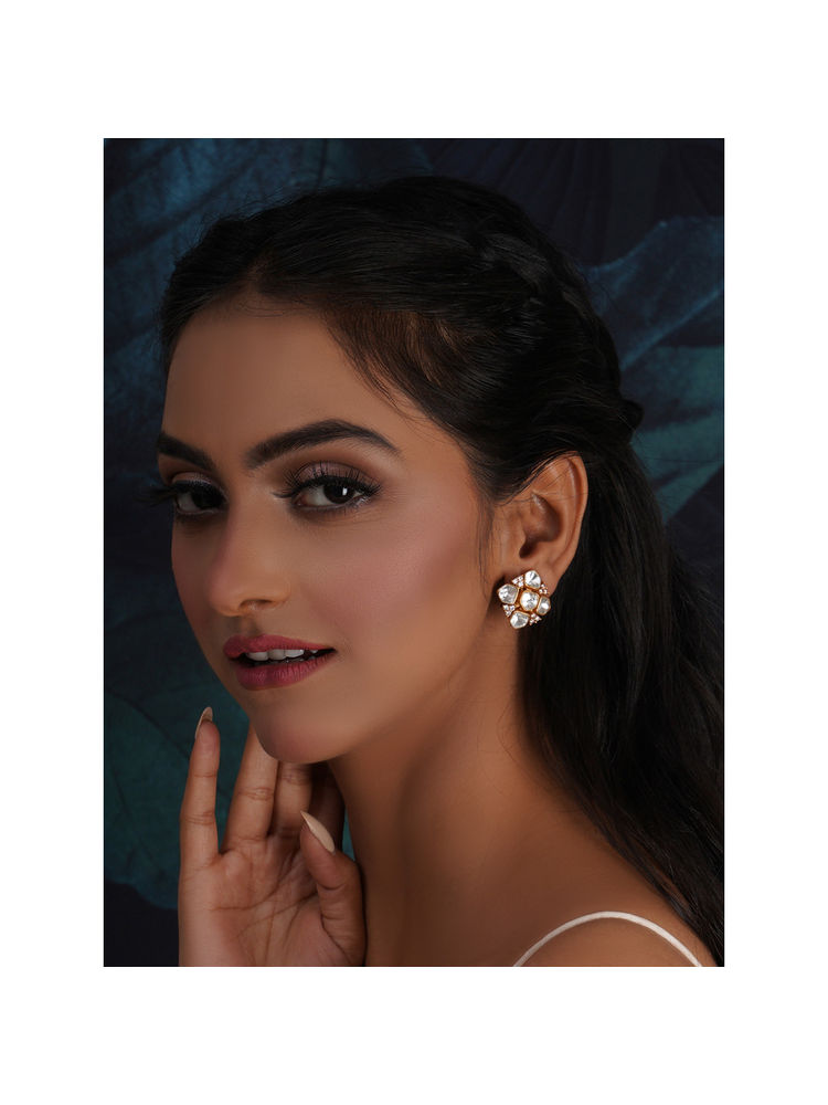 Ruby Raang Studio Kundan Polki Gold Studs-picture-28