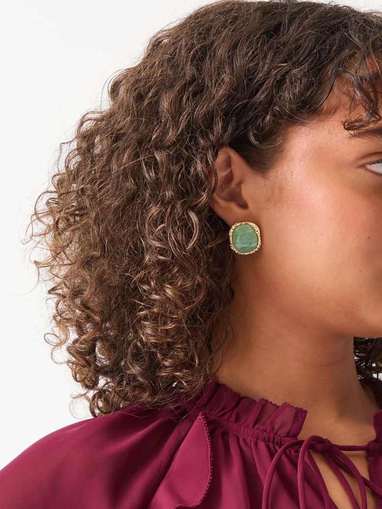 Accessorize London Green Resin Stone Stud Earrings-image-23