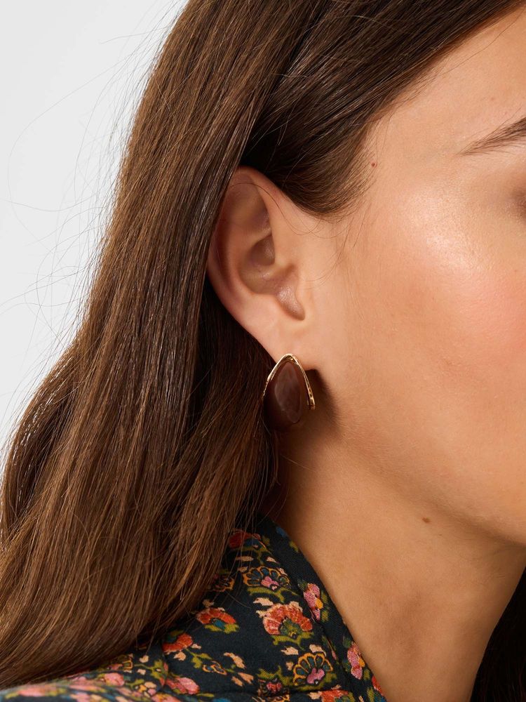 Accessorize London Brown Resin Curve Teardrop Earrings-image-15