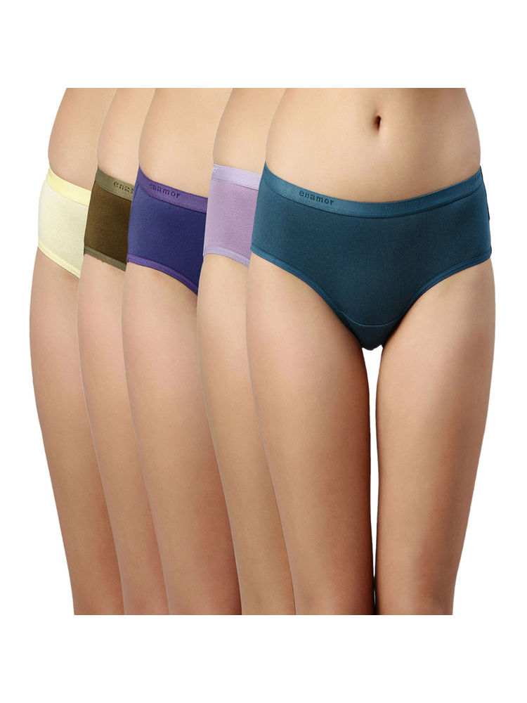 Enamor Cotton Mid-Rise Hipster Panties For Women (Pack of 5)-picture-10