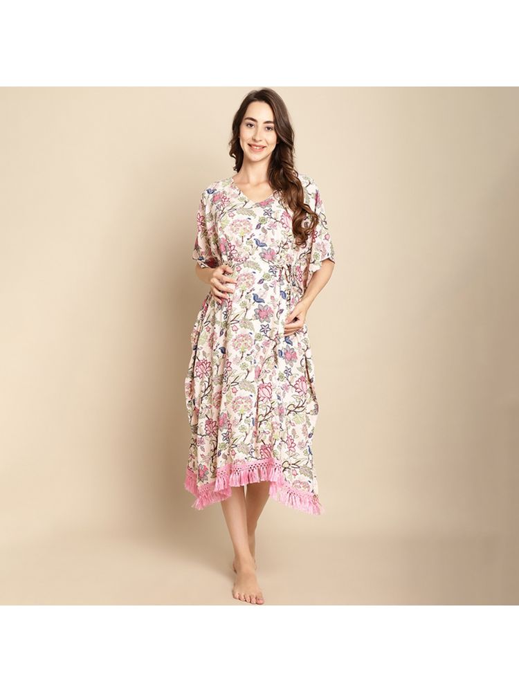Secret Wish Floral Light Pink Maternity Kaftan-picture-28