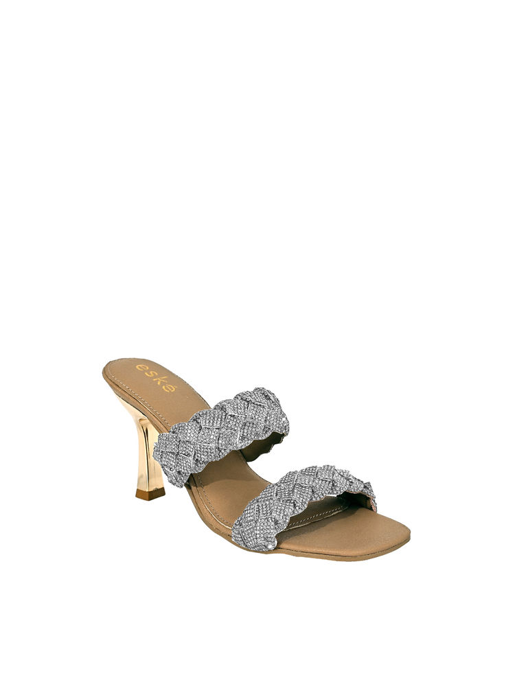 Eske Silver Elle Genuine Leather Kitten Stilettos-image-19