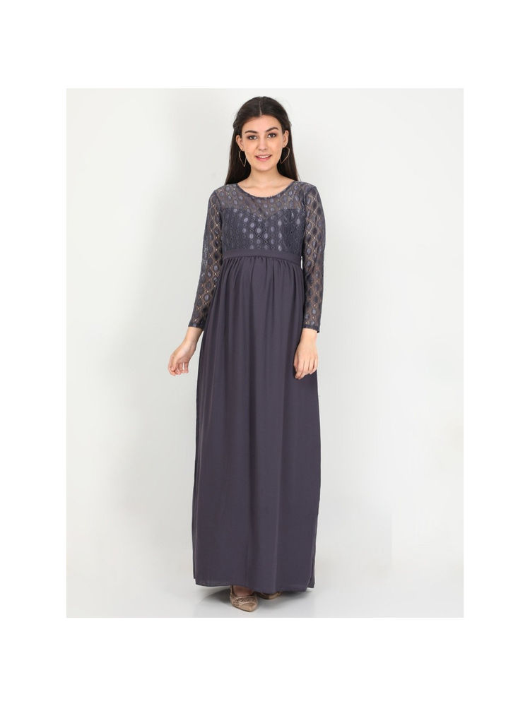The Mom Store Glamorous Grey Maternity Gown-picture-27