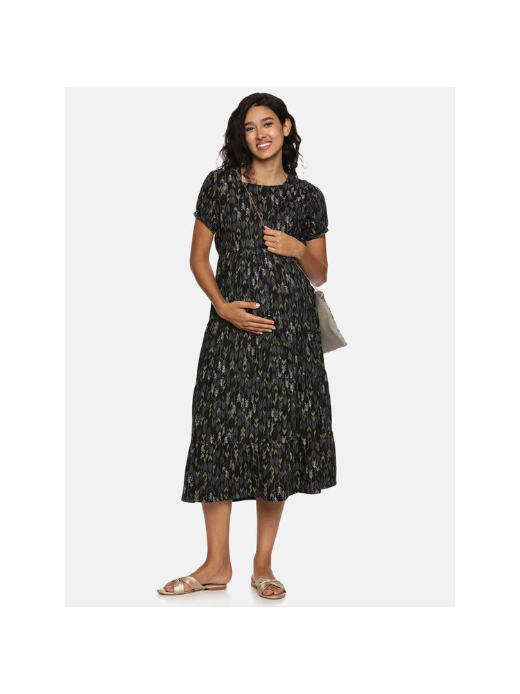 Nejo Black Printed Maternity Dress-picture-18