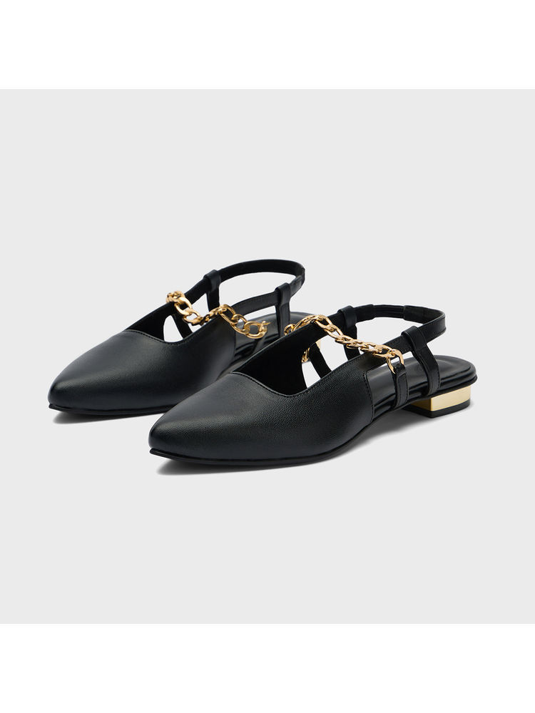 Twenty Dresses by Nykaa Fashion Black Pointed Toe Mary Jane Sandal Flats-picture-16