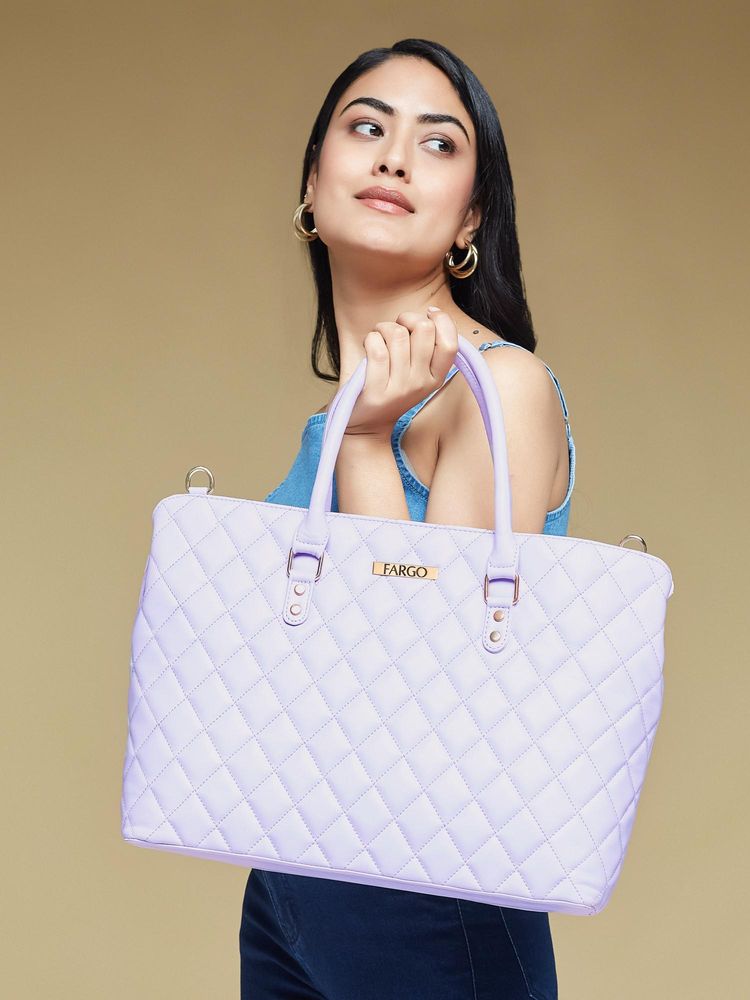 FARGO Vegan Womens Stylish Tote Bag Lavender-image-37