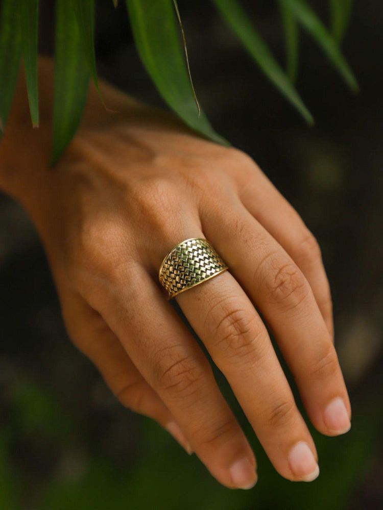 SOUL WORKS Gold Mesh Brass Ring-image-49