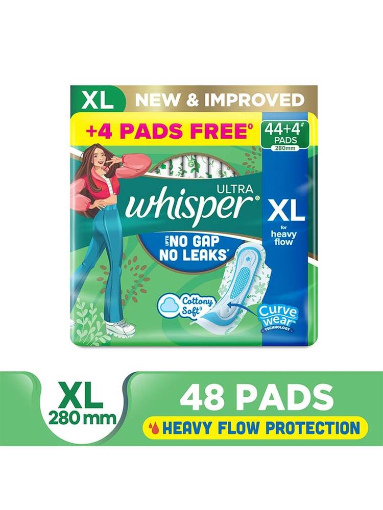Whisper Ultra Upto No Gap No Leaks Sanitary Xl Pads For Heavy Flow Protection