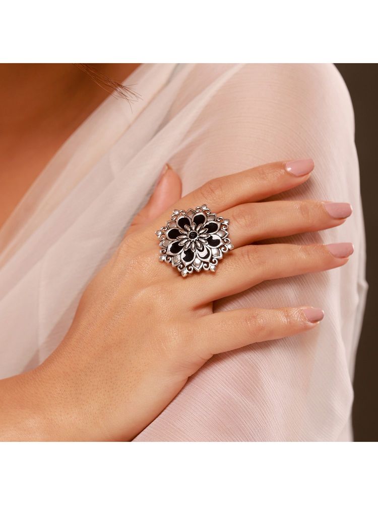 Voylla Black Phulwari Vanaratna Oxidised Ring-picture-37