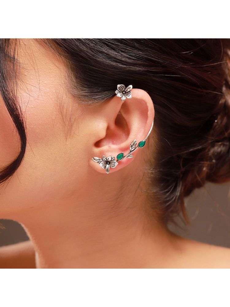 Voylla Green Phulwari Vanamaya Oxidised Ear Cuff-picture-38
