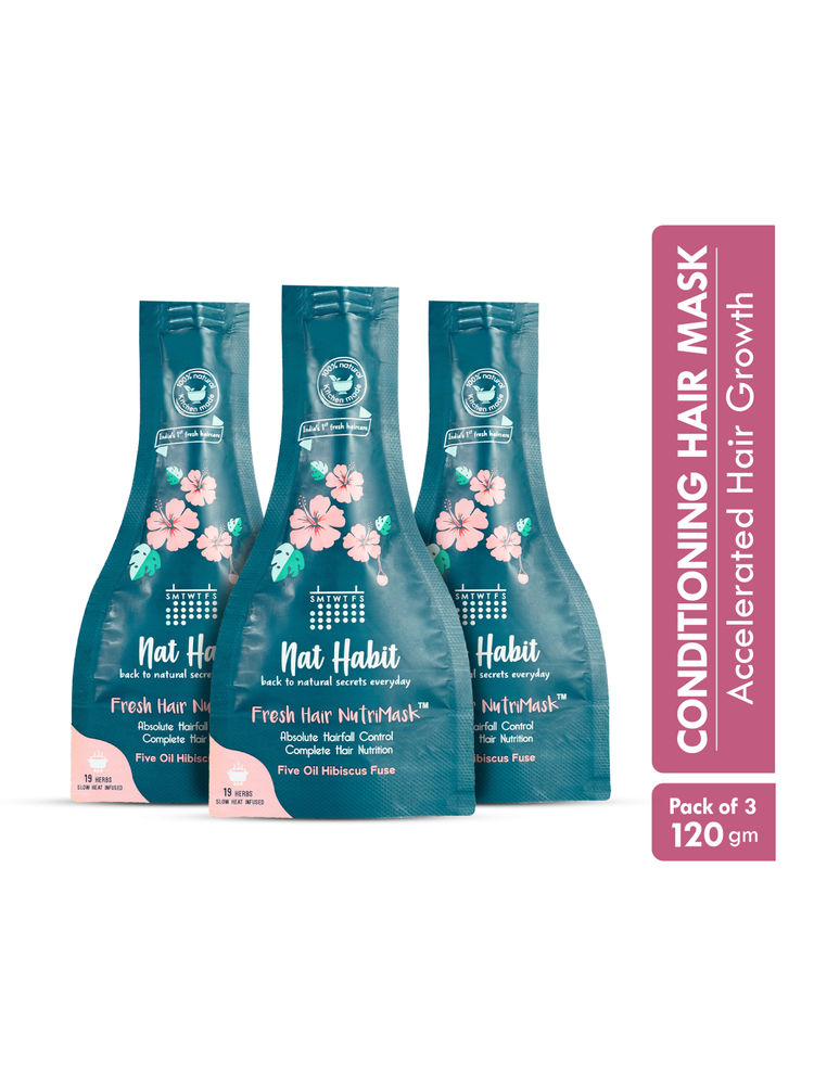 Nat Habit Hibiscus Hair Mask with Argan Oil and Peanut Protein for Hair Growth, Shine & Smoothening