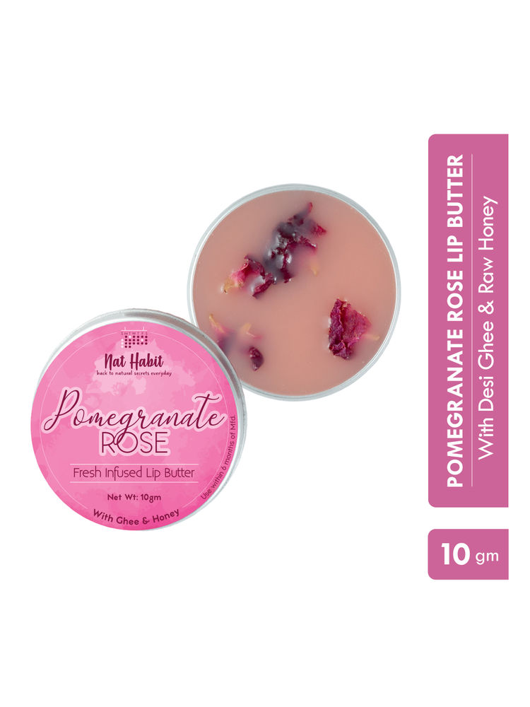 Nat Habit Pomegranate Rose Lip Balm For Dark Pigmented Lips, Lip Butter With Desi Ghee & Honey-picture-11