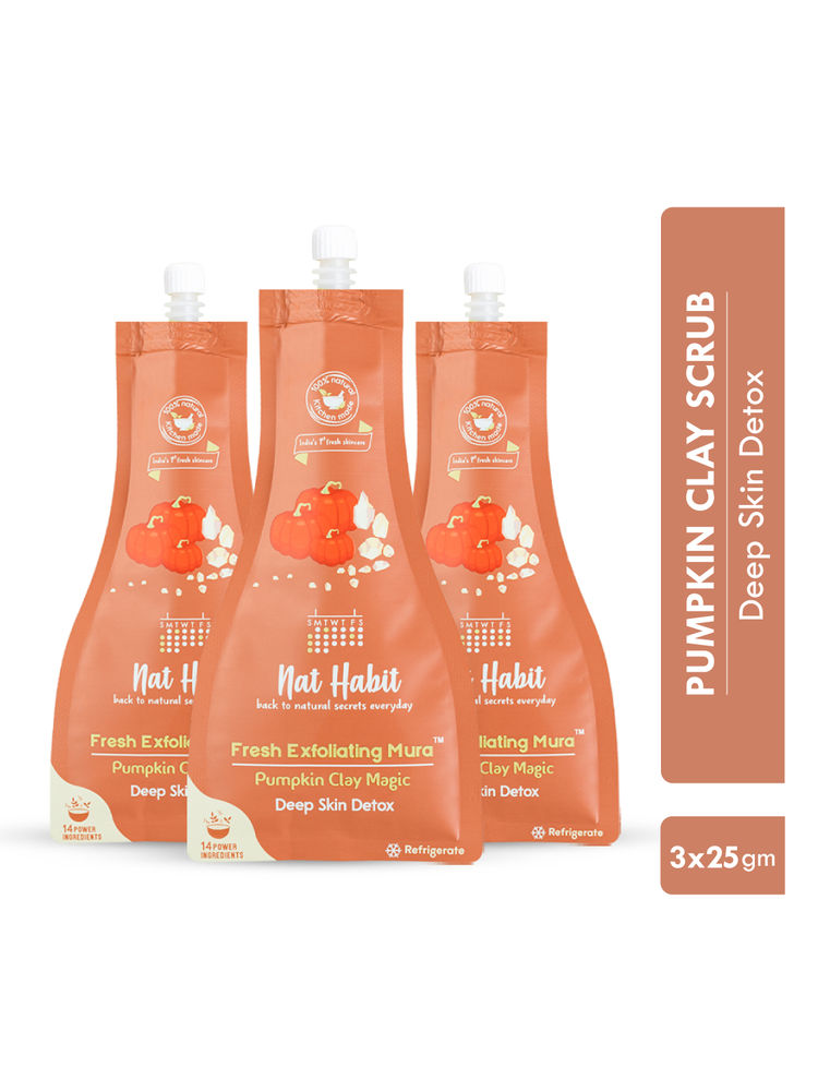Nat Habit Pumpkin Clay Exfoliating Mura, Face Scrub for Deep Skin Detox with Natural Salicylic Acid