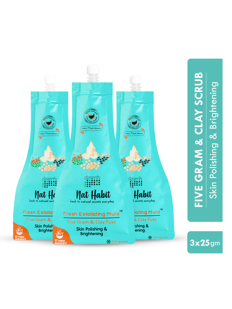 Nat Habit Five Gram & Clay Mura, Face Scrub for Skin Polishing & Brightening with Pulses & Protein-picture-27