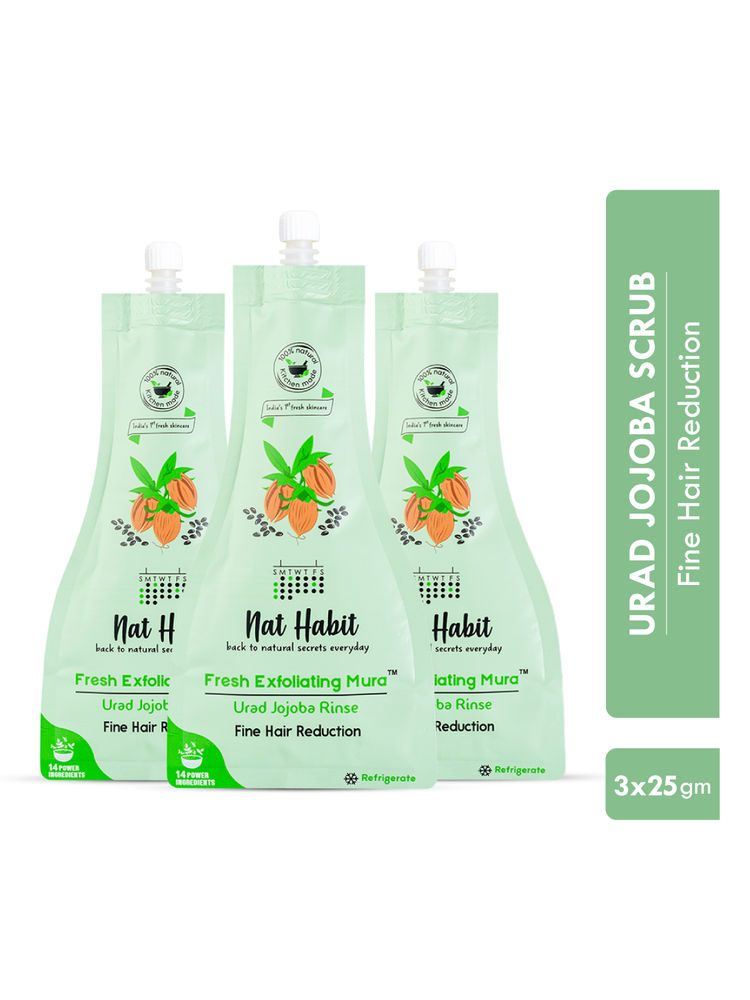 Nat Habit Urad Jojoba Exfoliating Mura, Ayurvedic Face Scrub for Fine Hair Reduction and Blackheads-picture-25