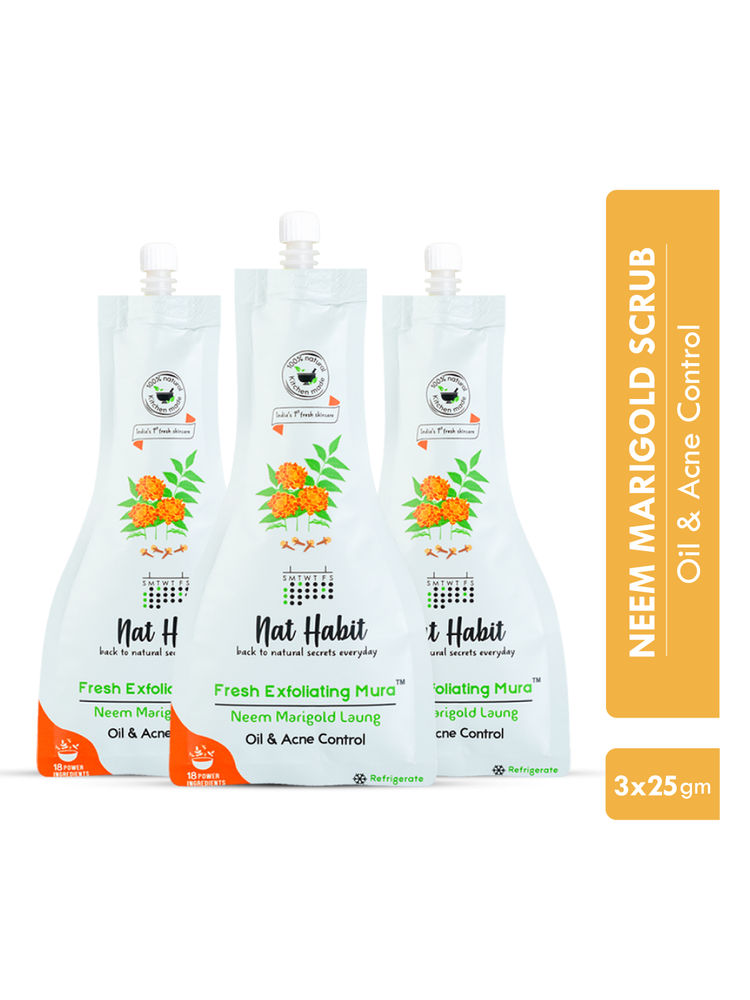 Nat Habit Neem Marigold Laung Exfoliating Mura, Ayurveda Face Cleansing Scrub for Acne, Oily Skin-picture-8