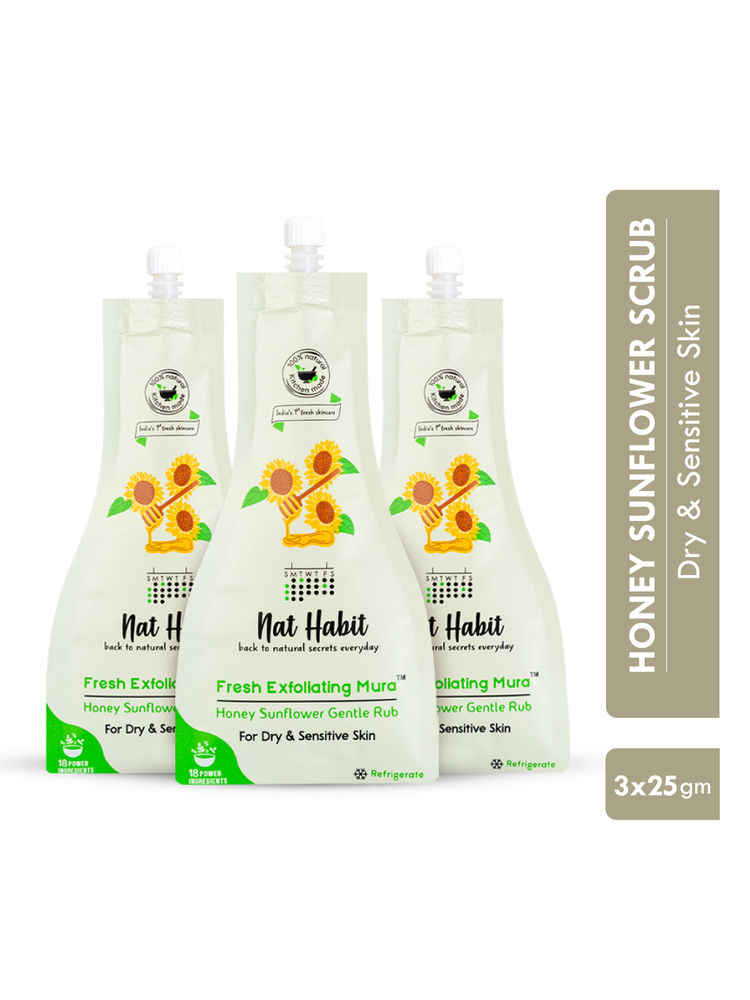 Nat Habit Honey Sunflower Exfoliating Mura, Face Scrub for Dry & Sensitive Skin, Ayurvedic Scrubber-picture-28