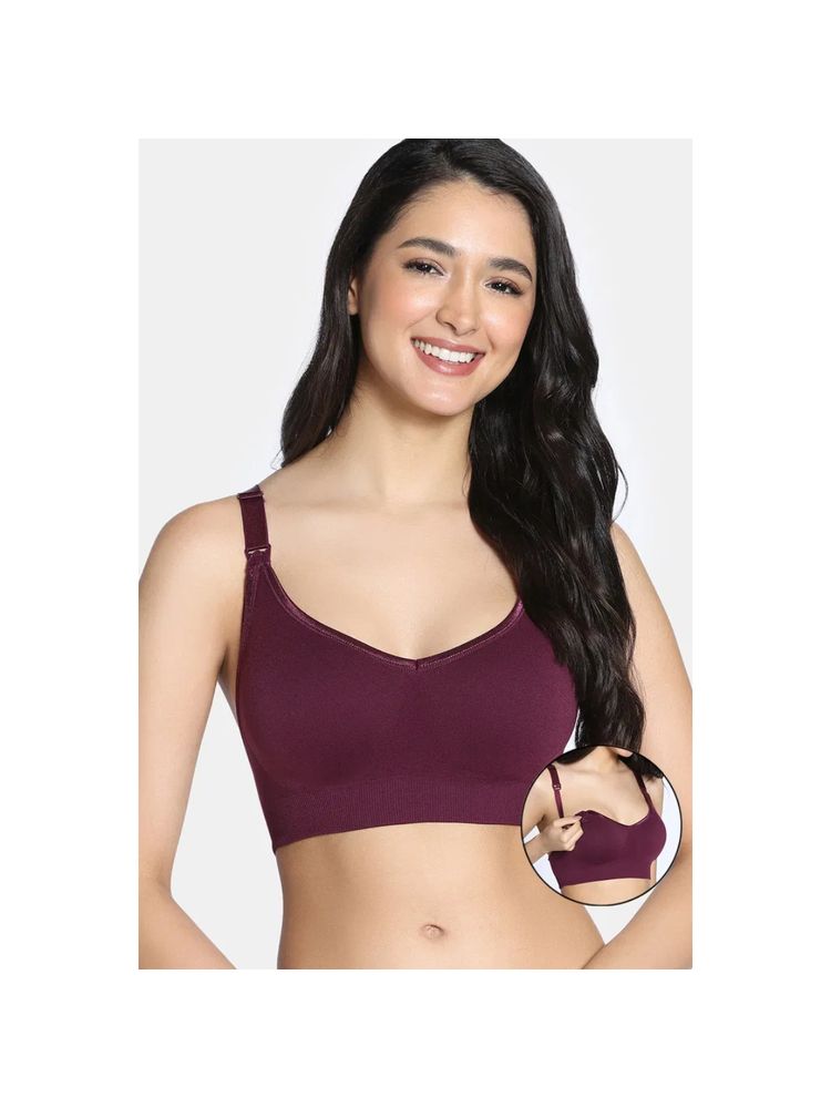 Zivame Maternity Padded Seamless Nursing Bra - Beet Wine-picture-16