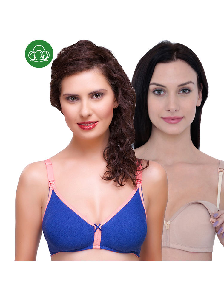 Inner Sense Organic Cotton Antimicrobial Nursing Bra Pack of 2 - Multi-Color-picture-28